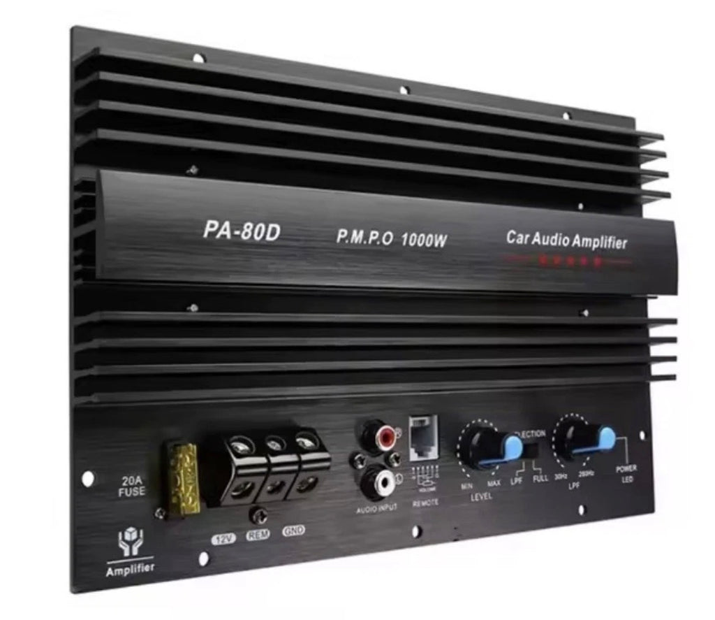 Amplificatore Mono 1000w Per Subwoofer 600w Rms, Alluminio Nero Salvaspazio