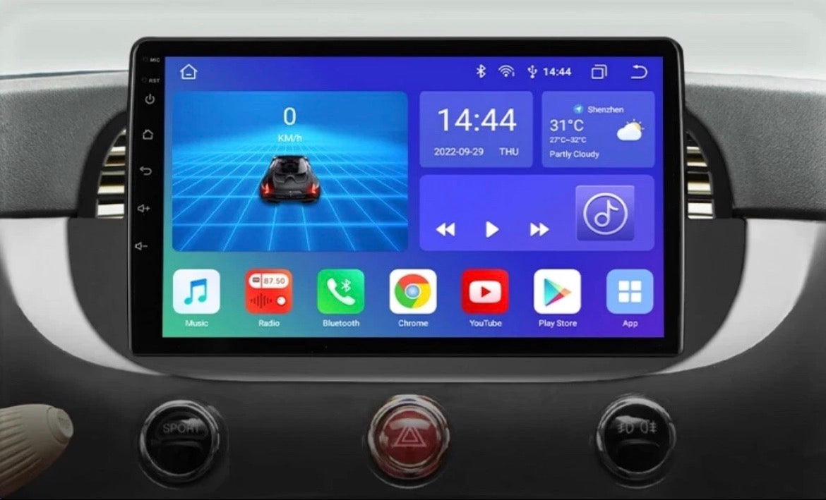 Wireless CarPlay Android AutoRadio per FIAT 500 (2007-2015) Colore Bianco o nero