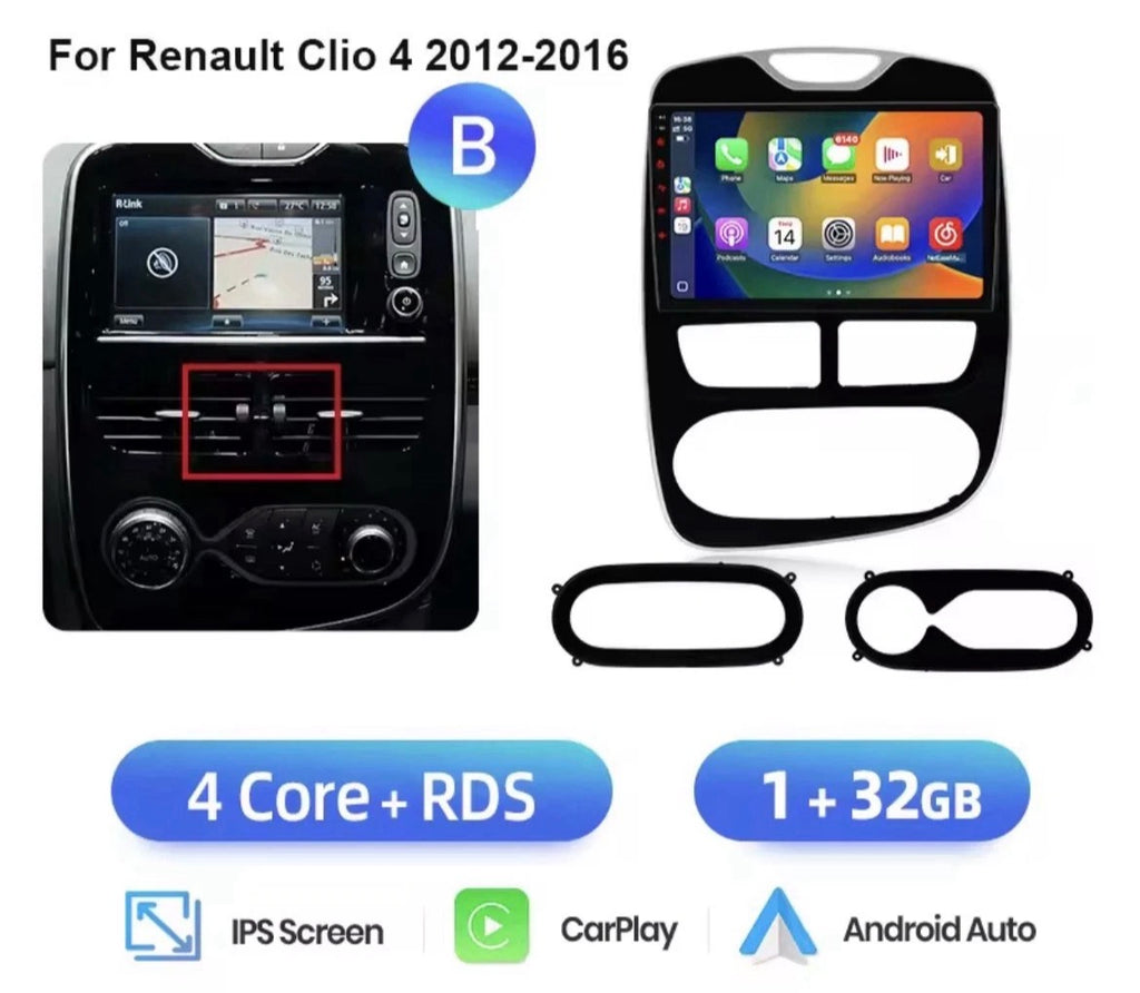 Autoradio android renault clio 4 wireless carplay, android auto, (2012-2016) (2016-2019) 1+32GB